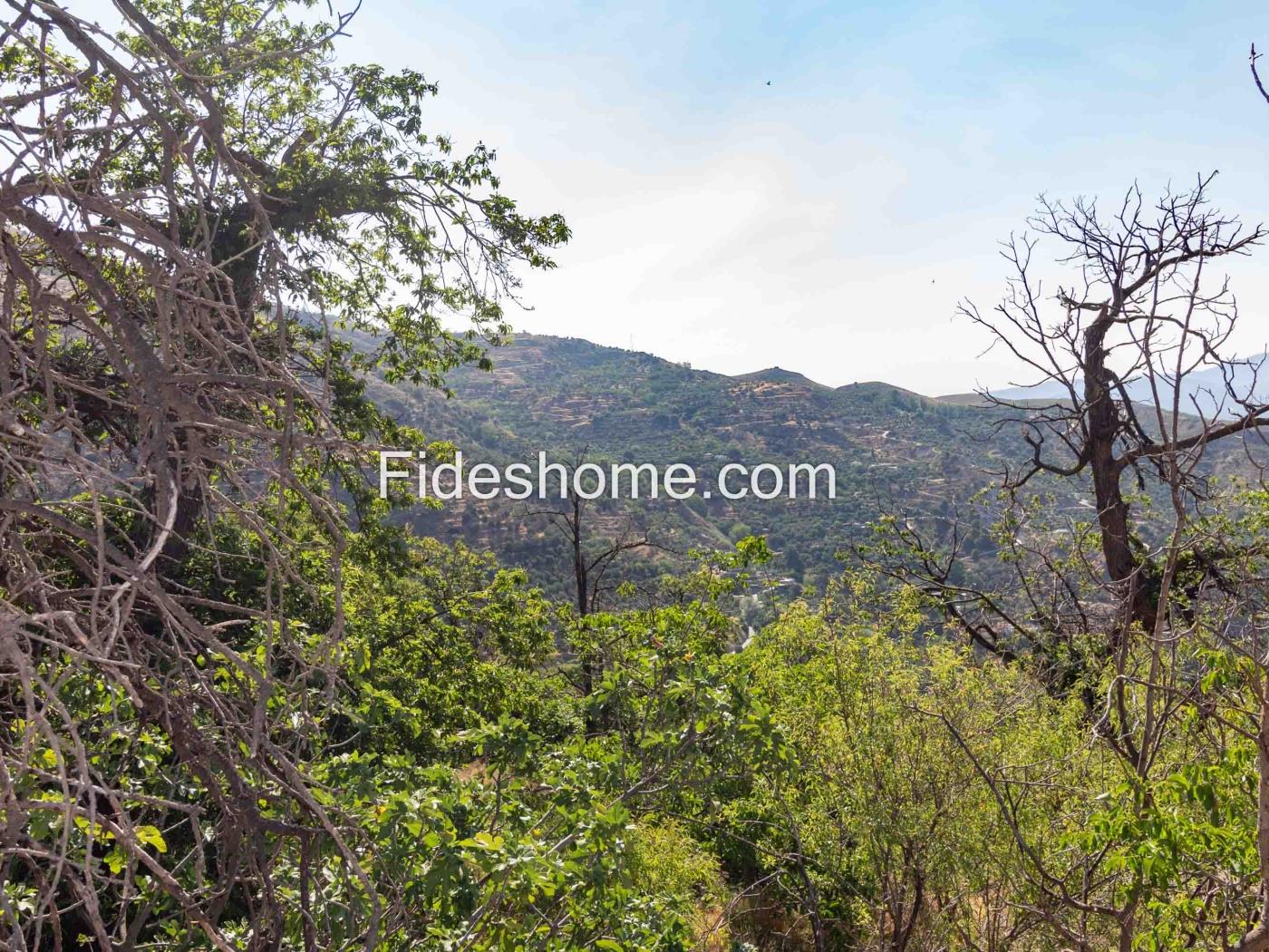 Cortijo met geïrrigeerd land en uitzicht in Lanjar .en Lanjarón